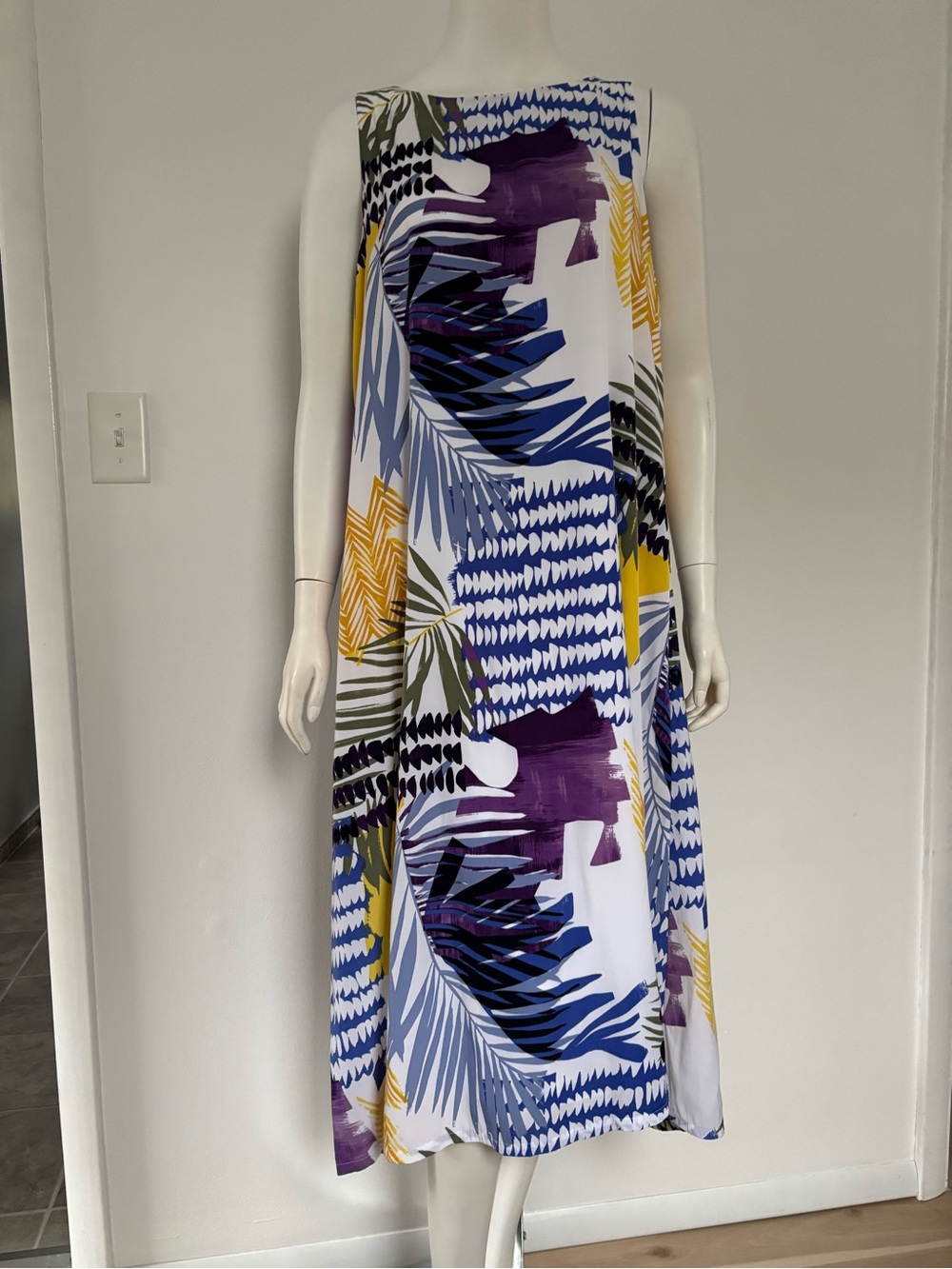 Chico's White with Blue and Purple Accents Swim Cover-Up